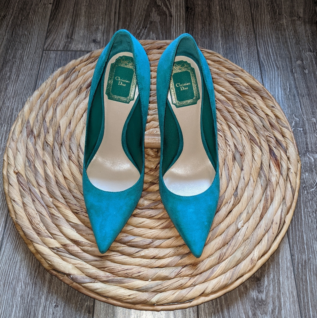 Nwot (W36.5) - Dior Classic Pumps Aqua Suede